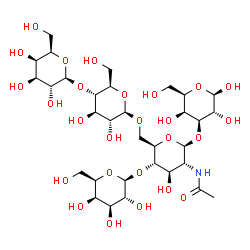 ChemSpider 2D Image | beta-D-Galp-(1->4)-[beta-D-Galp-(1->4)-beta-D-Glcp-(1->6)]-beta-D-GlcpNAc-(1->3)-beta-D-Galp | C32H55NO26