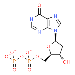 ChemSpider 2D Image | 2'-Deoxy-5'-O-[(phosphonatooxy)phosphinato]inosine | C10H11N4O10P2