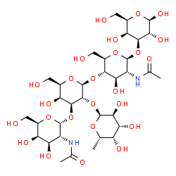 ChemSpider 2D Image | alpha-L-Fucp-(1->2)-[alpha-D-GalpNAc-(1->3)]-beta-D-Galp-(1->4)-beta-D-GlcpNAc-(1->3)-beta-D-Galp | C34H58N2O25