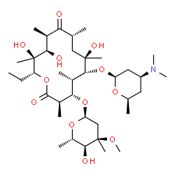 ChemSpider 2D Image | (3R,4S,5S,6R,7R,9R,11R,12R,13S,14R)-6-{[(2S,4S,6R)-4-(Dimethylamino)-6-methyltetrahydro-2H-pyran-2-yl]oxy}-14-ethyl-7,12,13-trihydroxy-4-{[(2R,4R,5S,6S)-5-hydroxy-4-methoxy-4,6-dimethyltetrahydro-2H-p
yran-2-yl]oxy}-3,5,7,9,11,13-hexamethyloxacyclotetradecane-2,10-dione | C37H67NO12