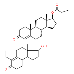 ChemSpider 2D Image | (17beta)-3-Oxoandrost-4-en-17-yl propanoate - 6-ethyl-3-hydroxy-3a-methyl-1,2,3,3a,4,5,8,9,9a,9b-decahydro-7H-cyclopenta[a]naphthalen-7-one (1:1) | C38H56O5