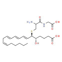 ChemSpider 2D Image | S-[(4S,5R,6E,8E,10E,13Z)-1-Carboxy-4-hydroxy-6,8,10,13-nonadecatetraen-5-yl]cysteinylglycine | C25H40N2O6S