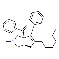 ChemSpider 2D Image | (3aR,6aS)-5-Hexyl-2-methyl-6-phenyl-6a-(1-phenylvinyl)-1,2,3,3a,4,6a-hexahydrocyclopenta[c]pyrrole | C28H35N