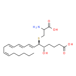 ChemSpider 2D Image | (5S,6R,7E,9E,11E,14Z)-6-[(2-Amino-2-carboxyethyl)sulfanyl]-5-hydroxy-7,9,11,14-icosatetraenoic acid | C23H37NO5S