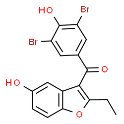 ChemSpider 2D Image | (3,5-Dibromo-4-hydroxyphenyl)(2-ethyl-5-hydroxy-1-benzofuran-3-yl)methanone | C17H12Br2O4