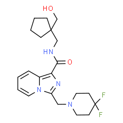 ChemSpider 2D Image | 3-[(4,4-Difluoro-1-piperidinyl)methyl]-N-{[1-(hydroxymethyl)cyclopentyl]methyl}imidazo[1,5-a]pyridine-1-carboxamide | C21H28F2N4O2