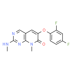 ChemSpider 2D Image | 6-(2,4-Difluorophenoxy)-8-methyl-2-(methylamino)pyrido[2,3-d]pyrimidin-7(8H)-one | C15H12F2N4O2