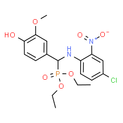 ChemSpider 2D Image | Diethyl {[(4-chloro-2-nitrophenyl)amino](4-hydroxy-3-methoxyphenyl)methyl}phosphonate | C18H22ClN2O7P
