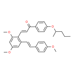 ChemSpider 2D Image | (2E)-3-{2,4-Dimethoxy-6-[(E)-2-(4-methoxyphenyl)vinyl]phenyl}-1-[4-(2-pentanyloxy)phenyl]-2-propen-1-one | C31H34O5
