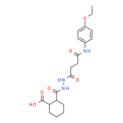 ChemSpider 2D Image | 2-[(2-{4-[(4-Ethoxyphenyl)amino]-4-oxobutanoyl}hydrazino)carbonyl]cyclohexanecarboxylic acid | C20H27N3O6