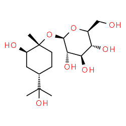 ChemSpider 2D Image | (1R,2R,4S)-2-Hydroxy-4-(2-hydroxy-2-propanyl)-1-methylcyclohexyl beta-L-glucopyranoside | C16H30O8