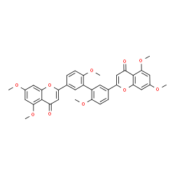 ChemSpider 2D Image | 2,2'-(6,6'-Dimethoxy-3,3'-biphenyldiyl)bis(5,7-dimethoxy-4H-chromen-4-one) | C36H30O10