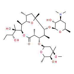 ChemSpider 2D Image | (1S,2S,3R,6R,7S,8S,9R,10R,12R)-3-[(2R,3R)-2,3-Dihydroxy-2-pentanyl]-9-{[(2S,3R,4S,6R)-4-(dimethylamino)-3-hydroxy-6-methyltetrahydro-2H-pyran-2-yl]oxy}-7-{[(2R,4R,5S,6S)-5-hydroxy-4-methoxy-4,6-dimeth
yltetrahydro-2H-pyran-2-yl]oxy}-2,6,8,10,12-pentamethyl-4,13-dioxabicyclo[8.2.1]tridecan-5-one | C37H67NO12