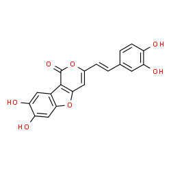 ChemSpider 2D Image | 3-[(E)-2-(3,4-Dihydroxyphenyl)vinyl]-7,8-dihydroxy-1H-pyrano[4,3-b][1]benzofuran-1-one | C19H12O7