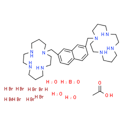 ChemSpider 2D Image | 1,1'-[2,7-Naphthalenediylbis(methylene)]bis-1,4,8,11-tetraazacyclotetradecane acetate hydrobromide hydrate (1:1:8:5) | C34H78Br8N8O7