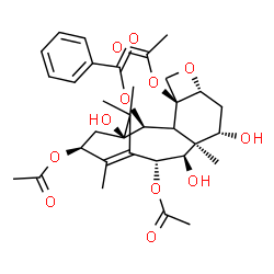 ChemSpider 2D Image | (2alpha,3xi,5beta,7beta,9alpha,10beta,13alpha)-4,10,13-Triacetoxy-1,7,9-trihydroxy-5,20-epoxytax-11-en-2-yl benzoate | C33H42O12