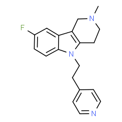 ChemSpider 2D Image | 8-Fluoro-2-methyl-5-[2-(4-pyridinyl)ethyl]-2,3,4,5-tetrahydro-1H-pyrido[4,3-b]indole | C19H20FN3