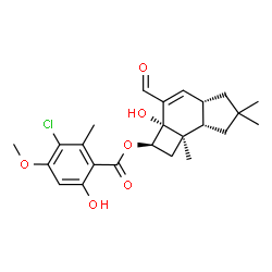 ChemSpider 2D Image | (2R,2aS,4aS,7aS,7bR)-3-Formyl-2a-hydroxy-6,6,7b-trimethyl-2,2a,4a,5,6,7,7a,7b-octahydro-1H-cyclobuta[e]inden-2-yl 3-chloro-6-hydroxy-4-methoxy-2-methylbenzoate | C24H29ClO6