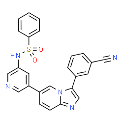 ChemSpider 2D Image | N-{5-[3-(3-Cyanophenyl)imidazo[1,2-a]pyridin-6-yl]-3-pyridinyl}benzenesulfonamide | C25H17N5O2S