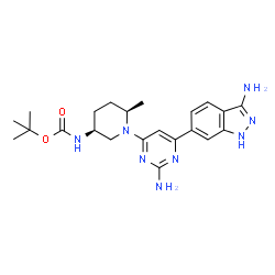 ChemSpider 2D Image | 2-Methyl-2-propanyl {(3S,6R)-1-[2-amino-6-(3-amino-1H-indazol-6-yl)-4-pyrimidinyl]-6-methyl-3-piperidinyl}carbamate | C22H30N8O2