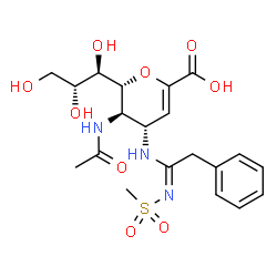 ChemSpider 2D Image | (6R)-5-Acetamido-2,6-anhydro-3,4,5-trideoxy-4-[(E)-{1-[(methylsulfonyl)amino]-2-phenylethylidene}amino]-6-[(1R,2R)-1,2,3-trihydroxypropyl]-L-threo-hex-2-enonic acid | C20H27N3O9S