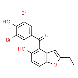 ChemSpider 2D Image | (3,5-Dibromo-4-hydroxyphenyl)(2-ethyl-5-hydroxy-1-benzofuran-4-yl)methanone | C17H12Br2O4