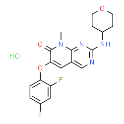 ChemSpider 2D Image | 6-(2,4-DIFLUOROPHENOXY)-8-METHYL-2-(OXAN-4-YLAMINO)PYRIDO[2,3-D]PYRIMIDIN-7-ONE HYDROCHLORIDE | C19H19ClF2N4O3