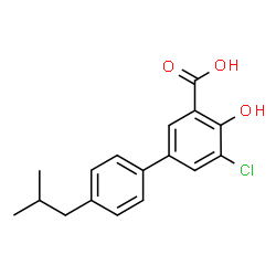 ChemSpider 2D Image | 5-Chloro-4-hydroxy-4'-isobutyl-3-biphenylcarboxylic acid | C17H17ClO3