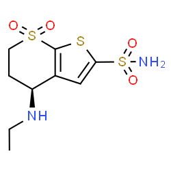 ChemSpider 2D Image | (4S)-4-(Ethylamino)-5,6-dihydro-4H-thieno[2,3-b]thiopyran-2-sulfonamide 7,7-dioxide | C9H14N2O4S3