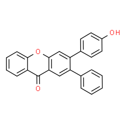 ChemSpider 2D Image | 3-(4-Hydroxyphenyl)-2-phenyl-9H-xanthen-9-one | C25H16O3