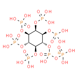 ChemSpider 2D Image | (1R,2R,3R,4R,5R,6S)-2,3,4,5,6-Pentakis(phosphonooxy)cyclohexyl trihydrogen (P-~32~P)diphosphate | C6H19O27P632P