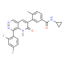 ChemSpider 2D Image | N-Cyclopropyl-3-[8-(2,4-difluorophenyl)-1-methyl-2-oxo-1,2-dihydropyrido[2,3-d]pyridazin-3-yl]-4-methylbenzamide | C25H20F2N4O2