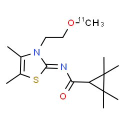 ChemSpider 2D Image | N-[(2Z)-4,5-Dimethyl-3-{2-[(~11~C)methyloxy]ethyl}-1,3-thiazol-2(3H)-ylidene]-2,2,3,3-tetramethylcyclopropanecarboxamide | C1511CH26N2O2S