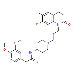 ChemSpider 2D Image | N-{1-[3-(6,7-Difluoro-2-oxo-3,4-dihydro-1(2H)-quinolinyl)propyl]-4-piperidinyl}-2-(3,4-dimethoxyphenyl)acetamide | C27H33F2N3O4