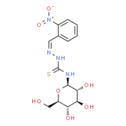 ChemSpider 2D Image | N-{[(2Z)-2-(2-Nitrobenzylidene)hydrazino]carbonothioyl}-beta-D-glucopyranosylamine | C14H18N4O7S