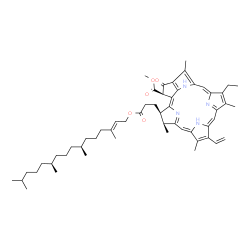 ChemSpider 2D Image | Methyl (3R,4S,21R)-14-ethyl-4,8,13,18-tetramethyl-20-oxo-3-(3-oxo-3-{[(2E,7S,11S)-3,7,11,15-tetramethyl-2-hexadecen-1-yl]oxy}propyl)-9-vinyl-21-phorbinecarboxylate | C55H74N4O5