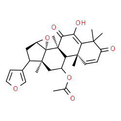 ChemSpider 2D Image | (9beta,13alpha,15beta)-17-(3-Furyl)-6-hydroxy-4,4,8-trimethyl-3,7-dioxo-14,15-epoxyandrosta-1,5-dien-11-yl acetate | C28H32O7