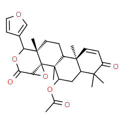 ChemSpider 2D Image | (6aS,6bS,10aS,12aS,12bR)-10-(3-Furyl)-4,4,6a,10a,12b-pentamethyl-3,8-dioxo-3,4,4a,5,6,6a,7a,8,10,10a,11,12,12a,12b-tetradecahydronaphtho[2,1-f]oxireno[d]isochromen-6-yl acetate | C28H34O7