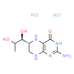 ChemSpider 2D Image | (6R)-2-Amino-6-[(1S)-1,2-dihydroxypropyl]-5,6,7,8-tetrahydro-4(1H)-pteridinone dihydrochloride | C9H17Cl2N5O3