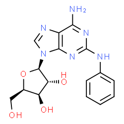 ChemSpider 2D Image | N~2~-Phenyl-9-(beta-D-xylofuranosyl)-9H-purine-2,6-diamine | C16H18N6O4