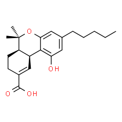 ChemSpider 2D Image | (6aR,10aS)-1-Hydroxy-6,6-dimethyl-3-pentyl-6a,7,8,10a-tetrahydro-6H-benzo[c]chromene-9-carboxylic acid | C21H28O4