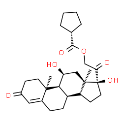 ChemSpider 2D Image | (8alpha,11beta,14beta,17alpha)-11,17-Dihydroxy-3,20-dioxopregn-4-en-21-yl cyclopentanecarboxylate | C27H38O6