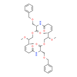 ChemSpider 2D Image | (3S,7Z,9R,10S,14S,18Z,20R,21S)-3,14-Bis[(benzyloxy)methyl]-10,21-dimethoxy-9,20-dimethyl-1,12-dioxa-4,15-diazacyclodocosa-7,18-diene-2,5,13,16-tetrone | C38H50N2O10