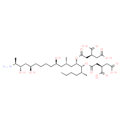 ChemSpider 2D Image | (2R,2'S)-2,2'-{[(5R,6R,7S,9S,11R,16R,18S,19S)-19-Amino-11,16,18-trihydroxy-5,9-dimethyl-6,7-icosanediyl]bis[oxy(2-oxo-2,1-ethanediyl)]}disuccinic acid | C34H59NO15