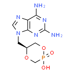 ChemSpider 2D Image | (5S)-5-[(2,6-Diamino-9H-purin-9-yl)methyl]-1,4,2-dioxaphosphinan-2-ol 2-oxide | C9H13N6O4P