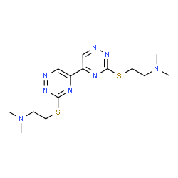 ChemSpider 2D Image | 2,2'-(5,5'-Bi-1,2,4-triazine-3,3'-diyldisulfanediyl)bis(N,N-dimethylethanamine) | C14H22N8S2
