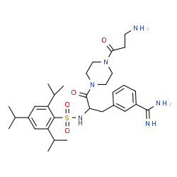 ChemSpider 2D Image | 3-(3-[4-(beta-Alanyl)-1-piperazinyl]-3-oxo-2-{[(2,4,6-triisopropylphenyl)sulfonyl]amino}propyl)benzenecarboximidamide | C32H48N6O4S