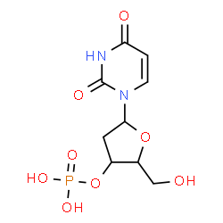 ChemSpider 2D Image | 1-(2-Deoxy-3-O-phosphonopentofuranosyl)-2,4(1H,3H)-pyrimidinedione | C9H13N2O8P
