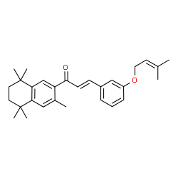 ChemSpider 2D Image | (2E)-3-{3-[(3-Methyl-2-buten-1-yl)oxy]phenyl}-1-(3,5,5,8,8-pentamethyl-5,6,7,8-tetrahydro-2-naphthalenyl)-2-propen-1-one | C29H36O2