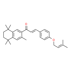 ChemSpider 2D Image | (2E)-3-{4-[(3-Methyl-2-buten-1-yl)oxy]phenyl}-1-(3,5,5,8,8-pentamethyl-5,6,7,8-tetrahydro-2-naphthalenyl)-2-propen-1-one | C29H36O2